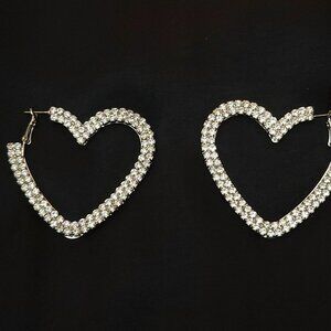 Heart Hoop Rhinestone Earrings